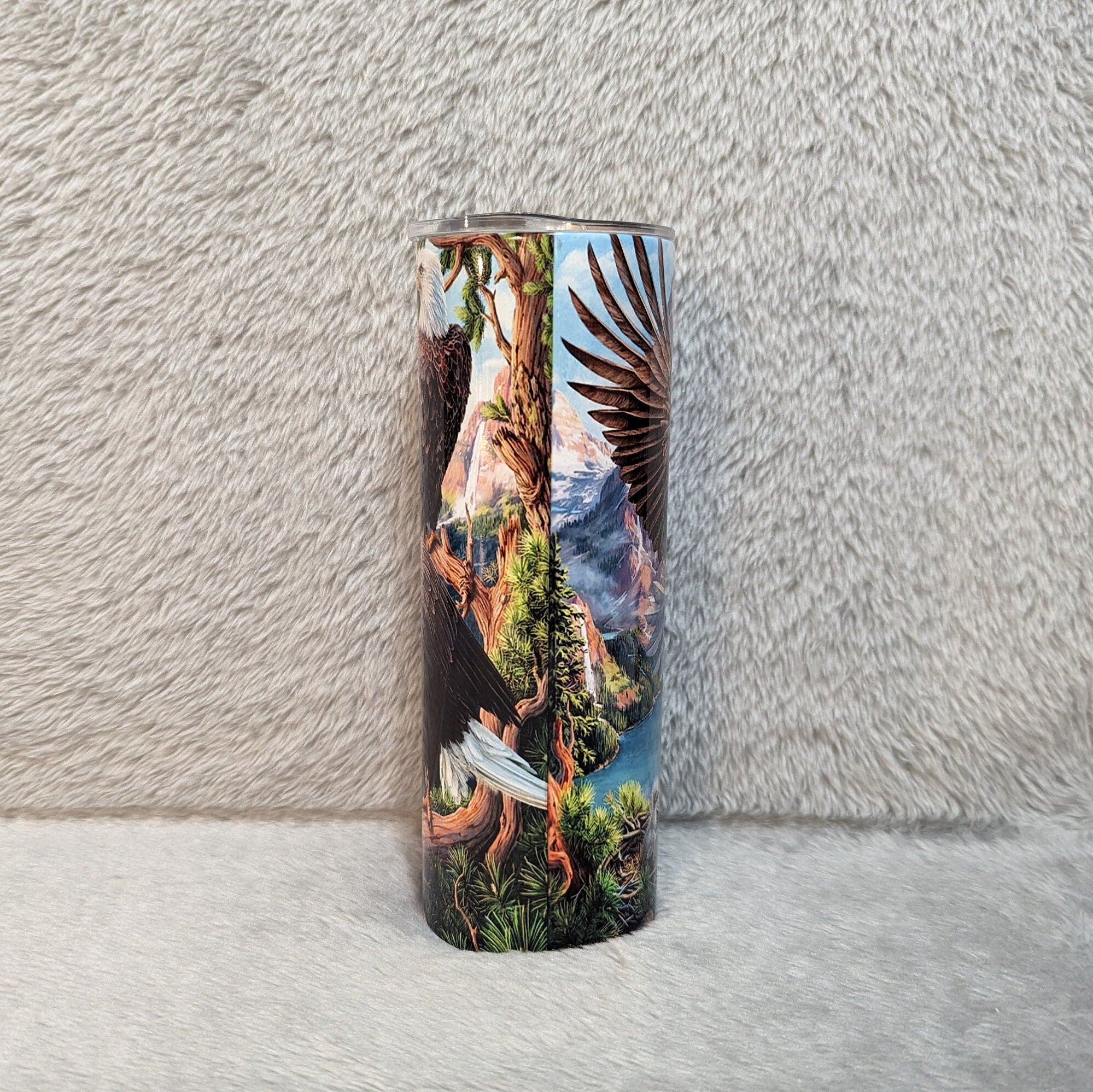 Beautiful Eagle Tumbler 20oz With Reusable Straw, Can Be Personalized