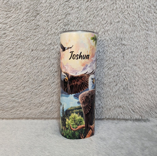 Beautiful Eagle Tumbler 20oz With Reusable Straw, Can Be Personalized