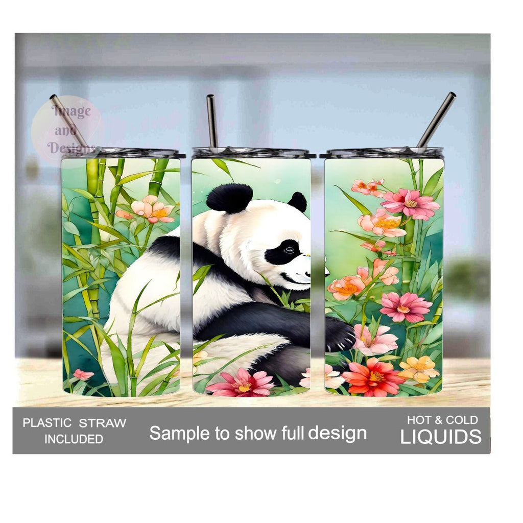 Cute Panda Bear Tumbler for Kids - Includes Reusable Plastic Straw, Panda Tumbler Can Be Personalized, Toddler Tumbler For Home Or On The Go