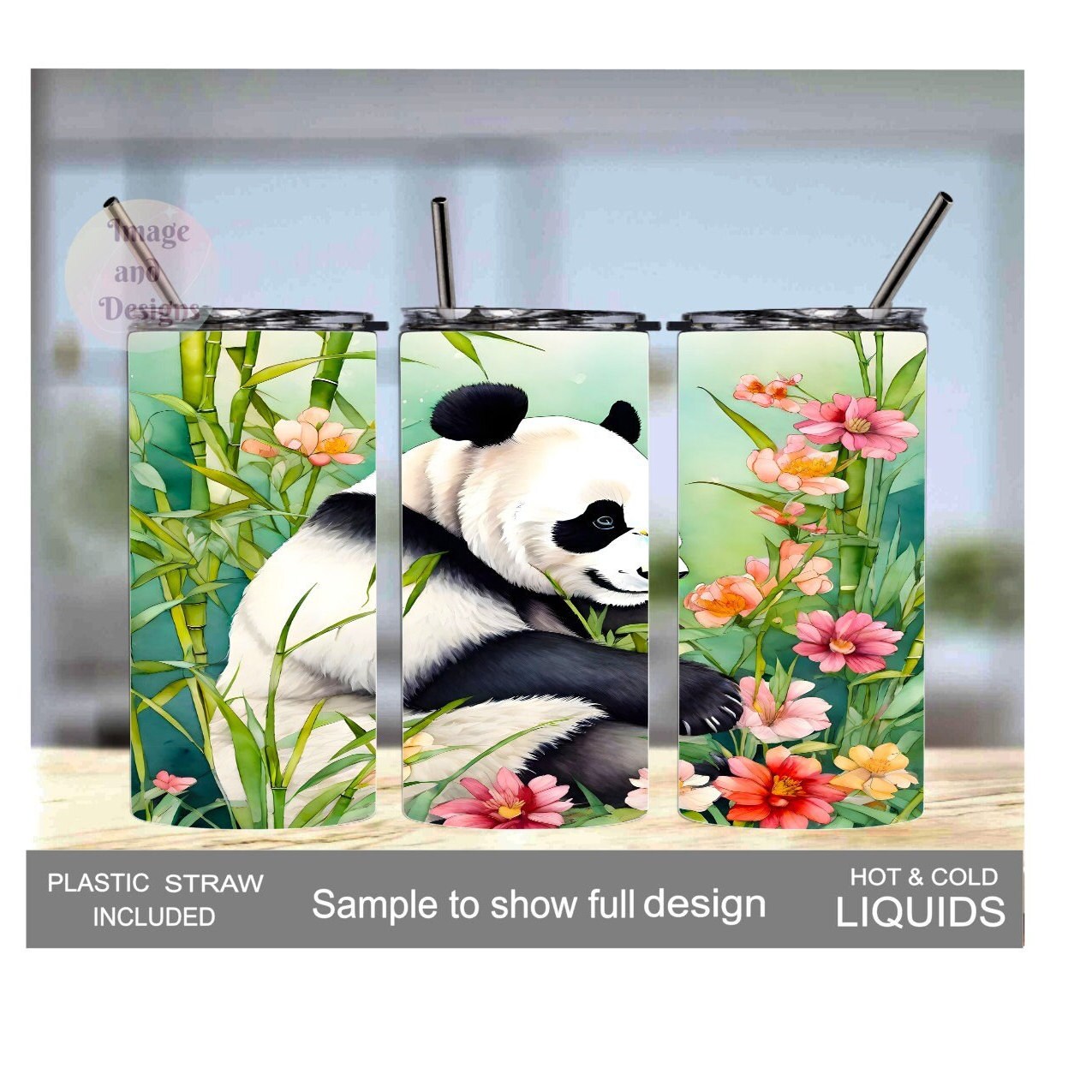 Cute Panda Bear Tumbler for Kids - Includes Reusable Plastic Straw, Panda Tumbler Can Be Personalized, Toddler Tumbler For Home Or On The Go