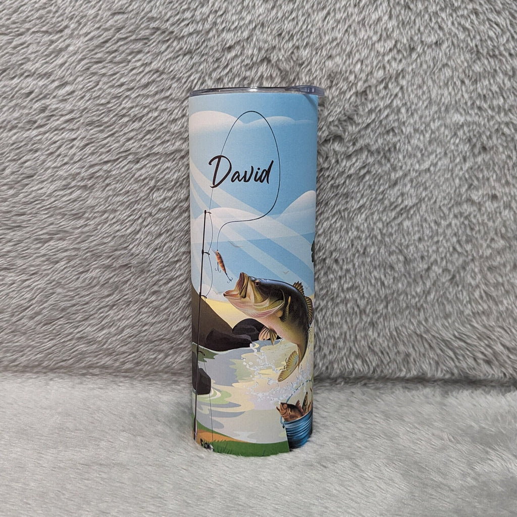 Fish Tumbler That Can Be Personalized, Fish Tumbler With Fish Jumping out of The Water For The Bait, Fisherman Gift, Fish Cup With Name