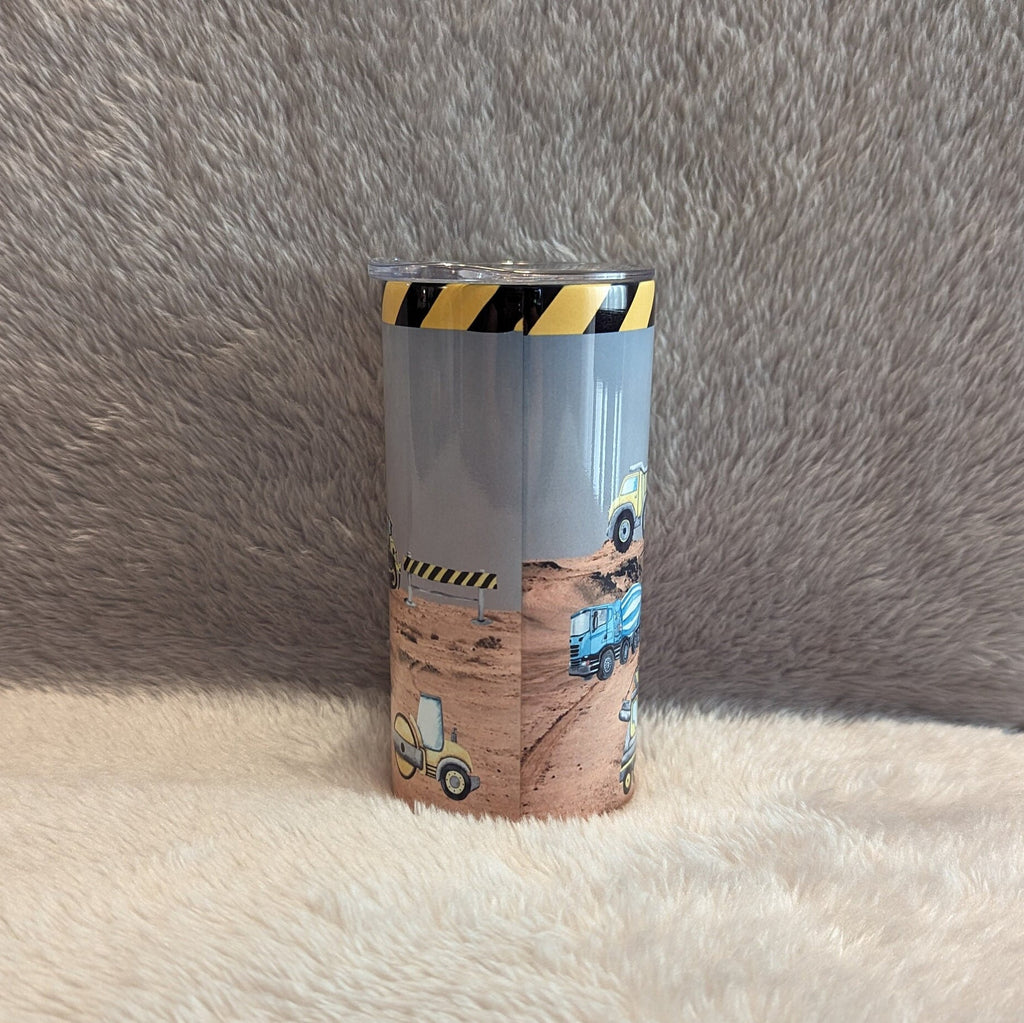 Kids Construction Tumbler With Straw, Personalized Construction Tumbler, Construction Cup With Name, Toy Truck Tumbler, Kids Cup With Straw