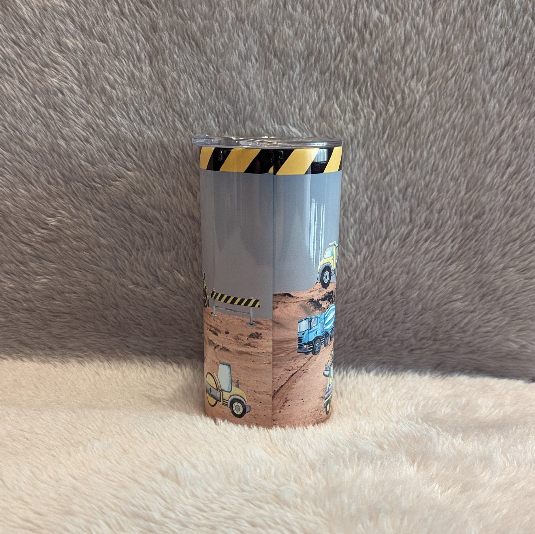 Kids Construction Tumbler With Straw, Personalized Construction Tumbler, Construction Cup With Name, Toy Truck Tumbler, Kids Cup With Straw