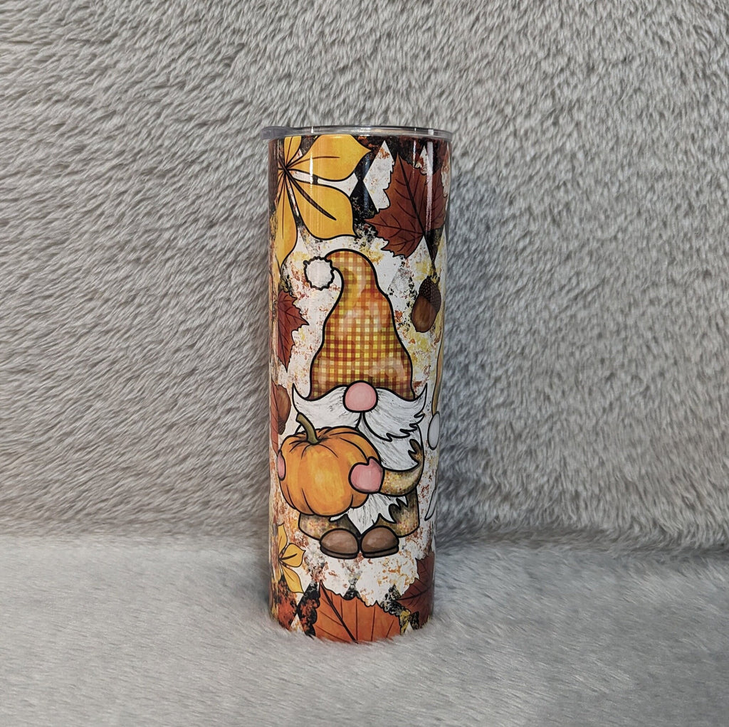 Fall Gnome Tumbler Can Be Personalized, Gnome Cup With Name, Thanksgiving Gnomes, 20oz Skinny Tumbler With Straw, Great For Everyday Use