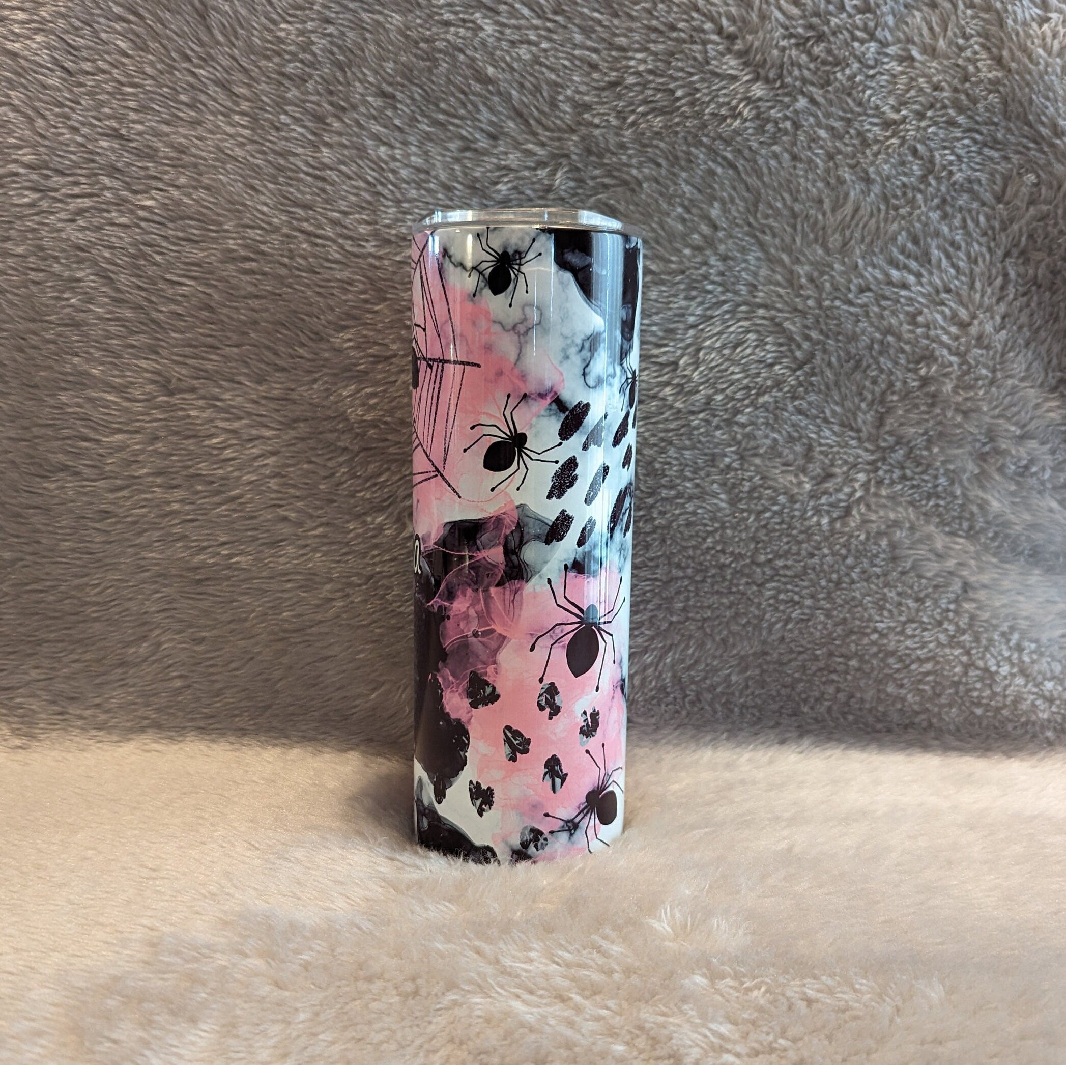 Halloween Tumbler With Spiders 20oz With Reusable Straw, Can Be Personalized