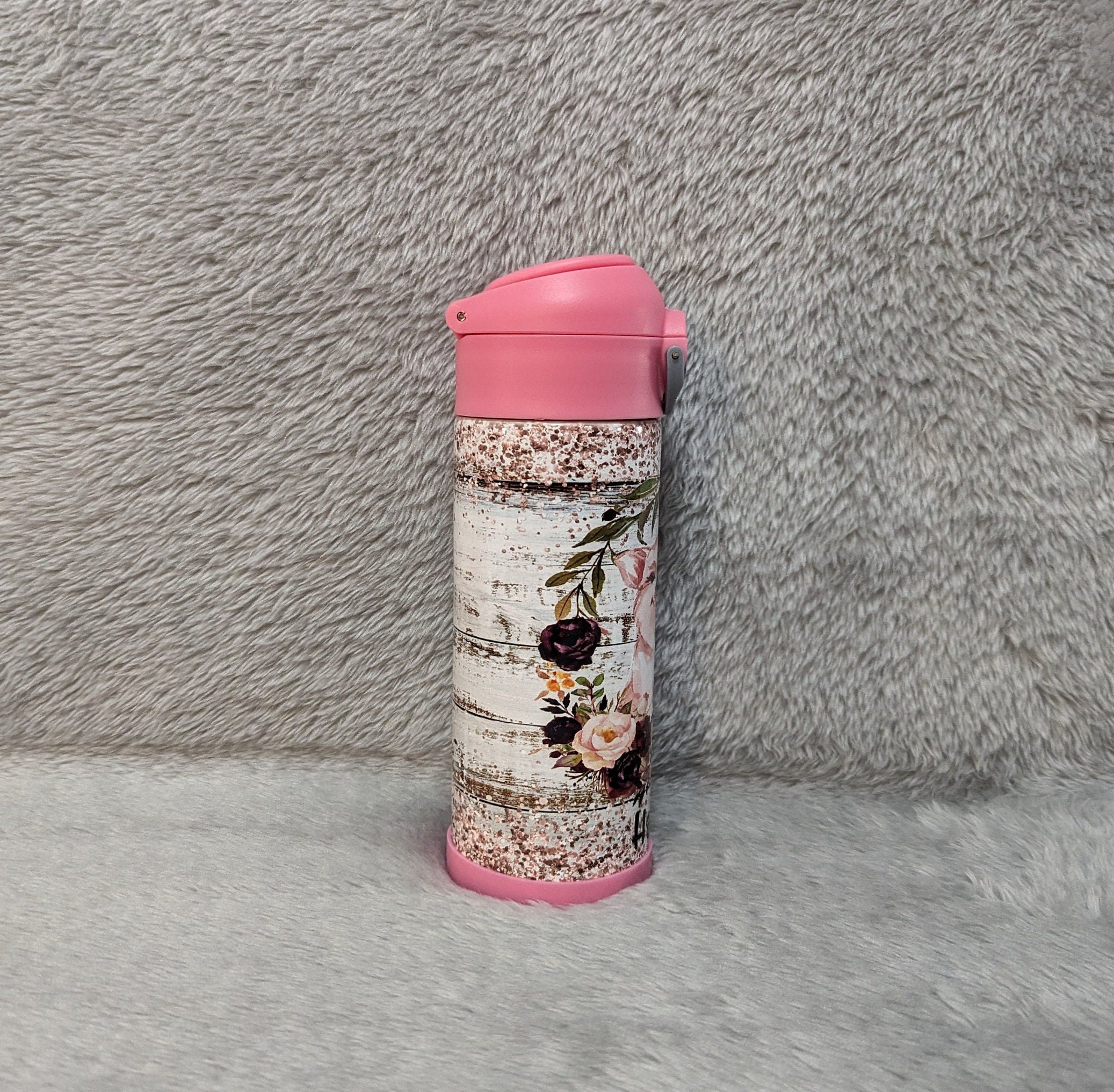 Kids Pig Water Bottle 12oz With Reusable Straw Can Be Personalized
