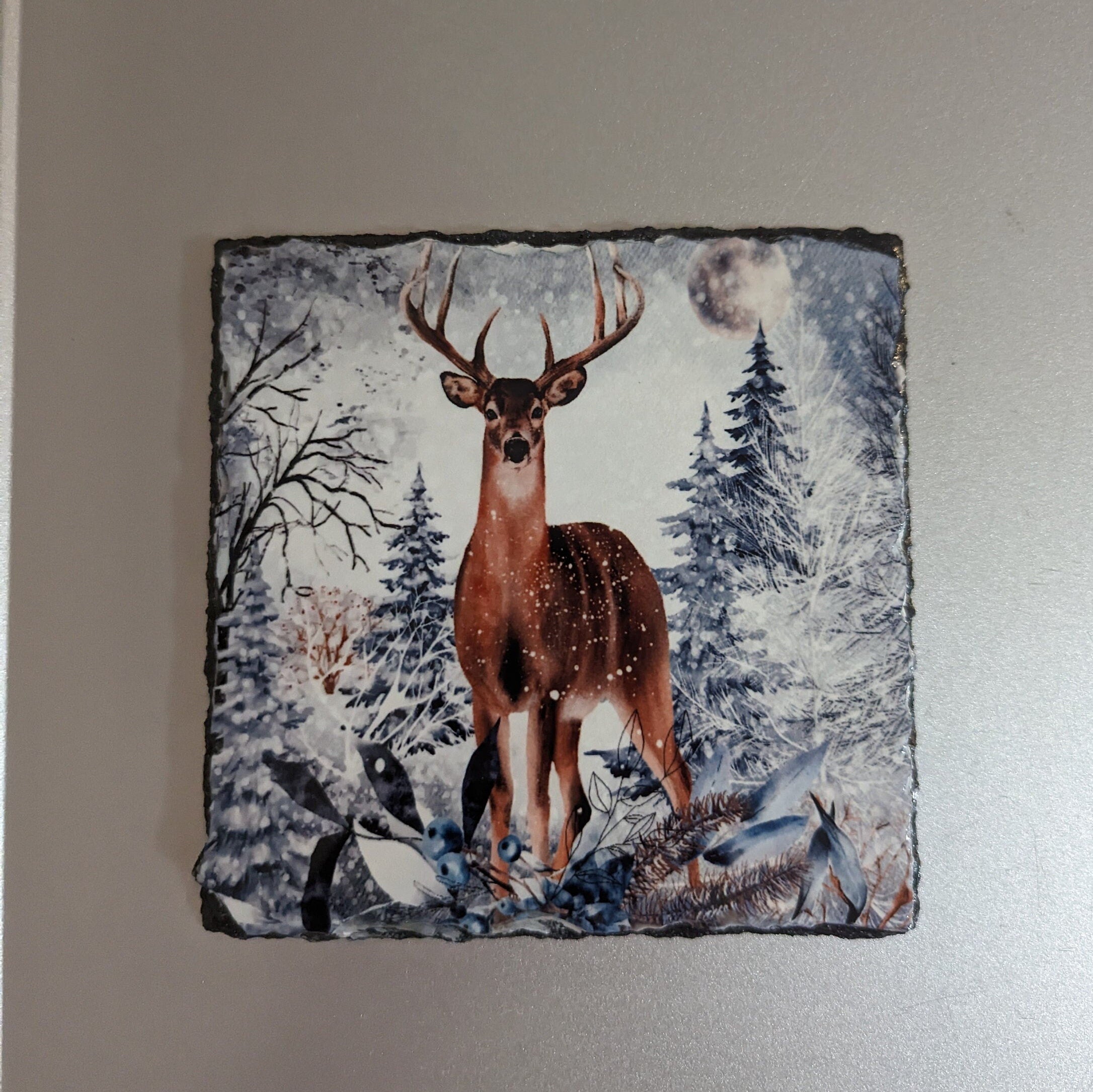 Slate Deer Picture With Display Legs