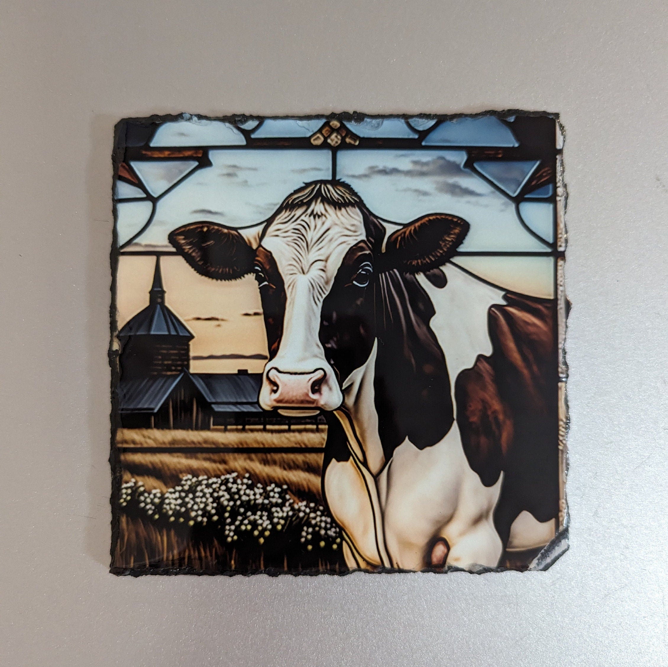 Holstein Cow Slate Picture With Display Legs