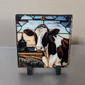 Holstein Cow Slate Picture With Display Legs
