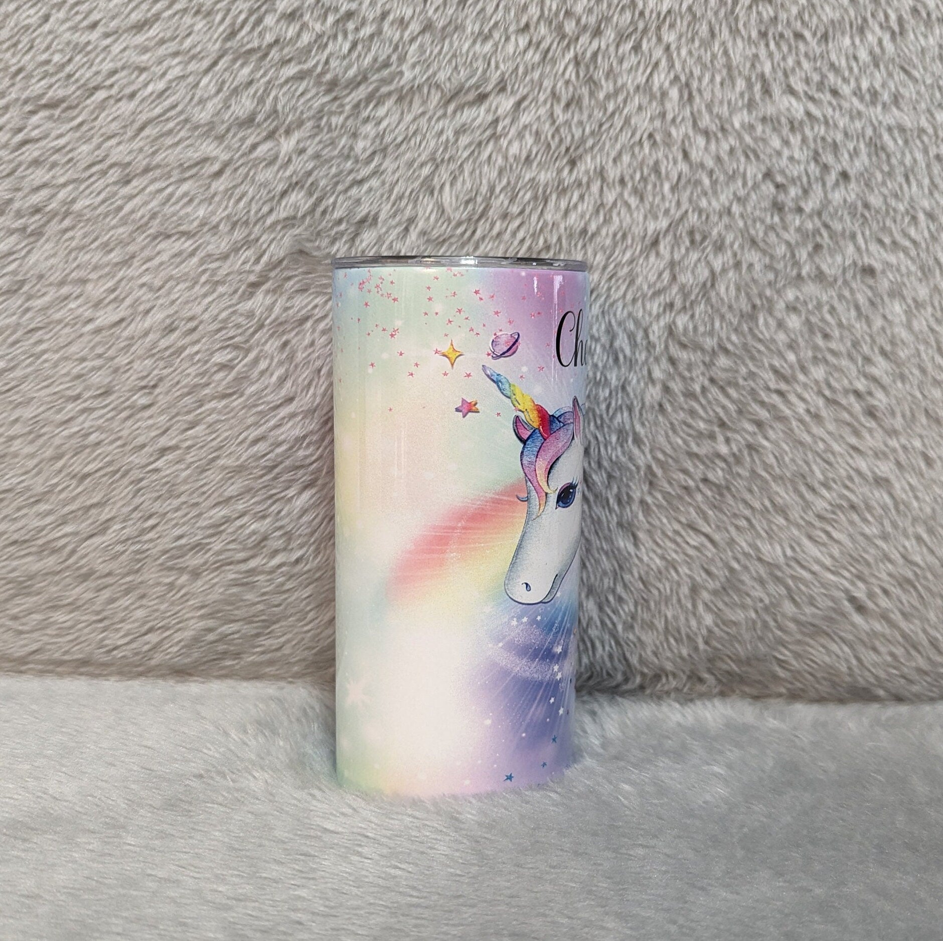 Beautiful Kids Unicorn Tumbler 20oz With Reusable Straw, Can Be Personalized