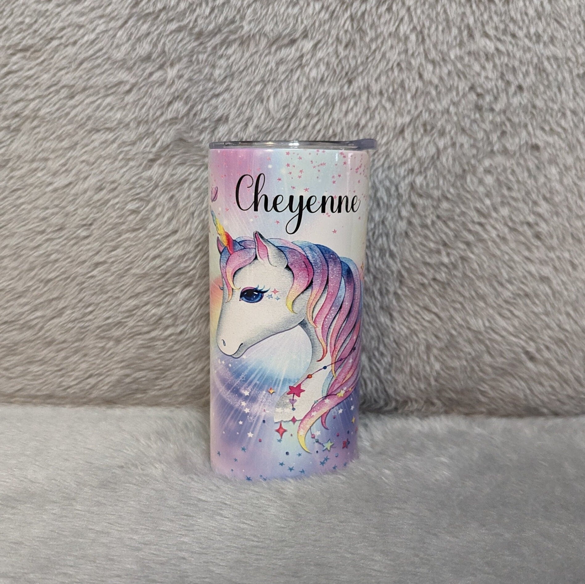 Beautiful Kids Unicorn Tumbler 20oz With Reusable Straw, Can Be Personalized