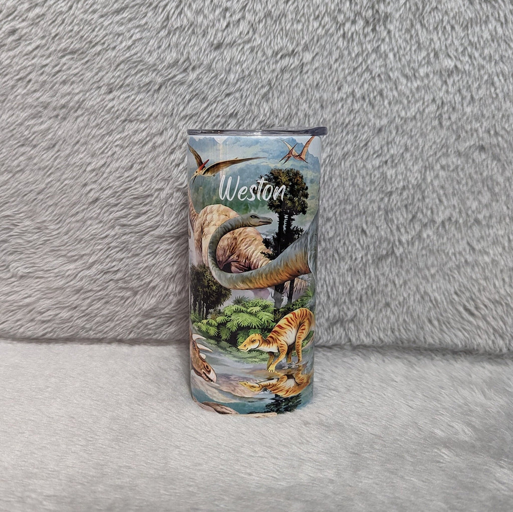 Kids Dinosaur Tumbler Can Be Personalized, Dinosaur Cup, Kids 15oz Toddler Tumbler With Lid and Straw, Great For Home Picnics Or On The Go