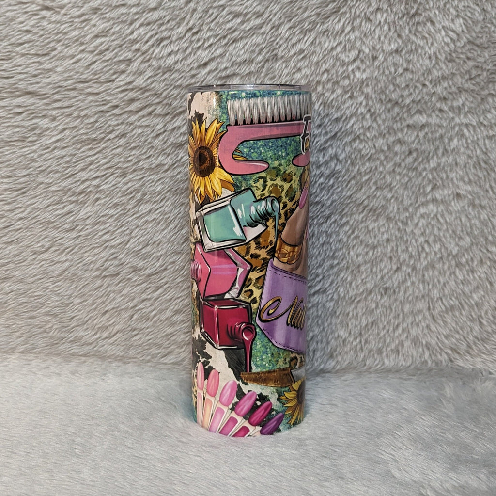 Pretty Nail Tech Tumbler 20oz With Reusable Straw, Can Be Personalized