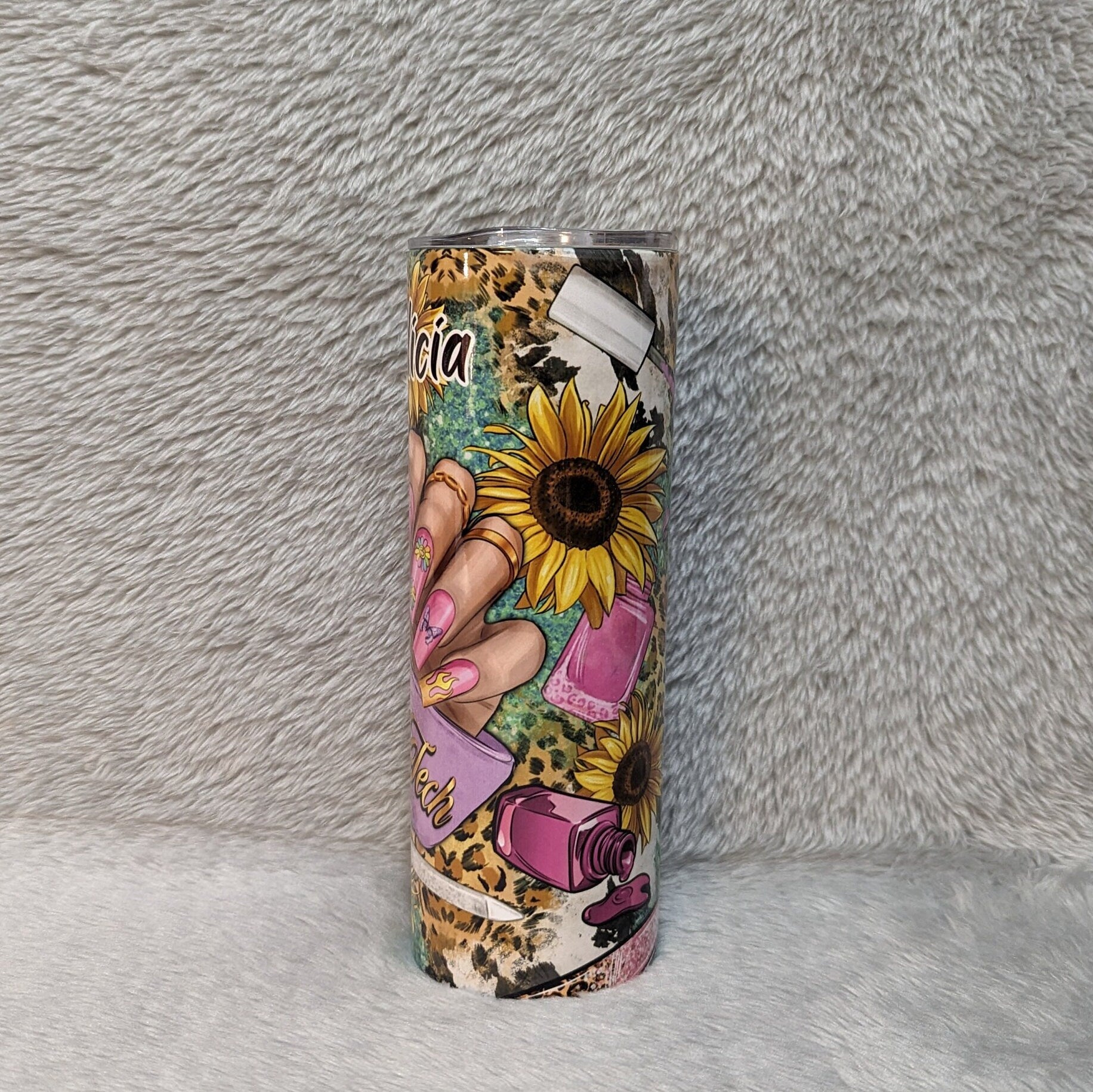Pretty Nail Tech Tumbler 20oz With Reusable Straw, Can Be Personalized
