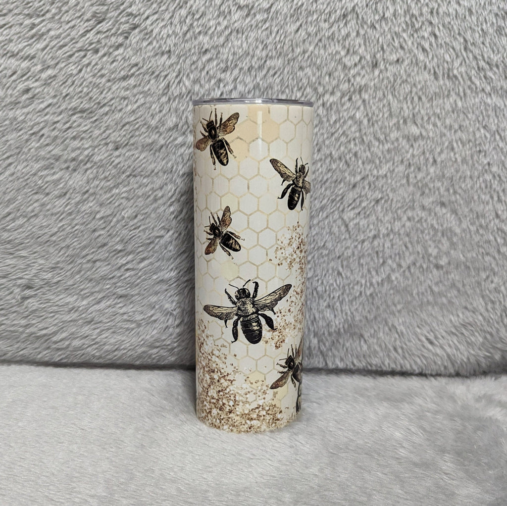 Honey Bee Sunflower Tumbler Can Be Personalized, Bee Cup With Name, Bee Tumbler, Honey Bee With Sunflowers Tumbler, Gift For Bee Keeper