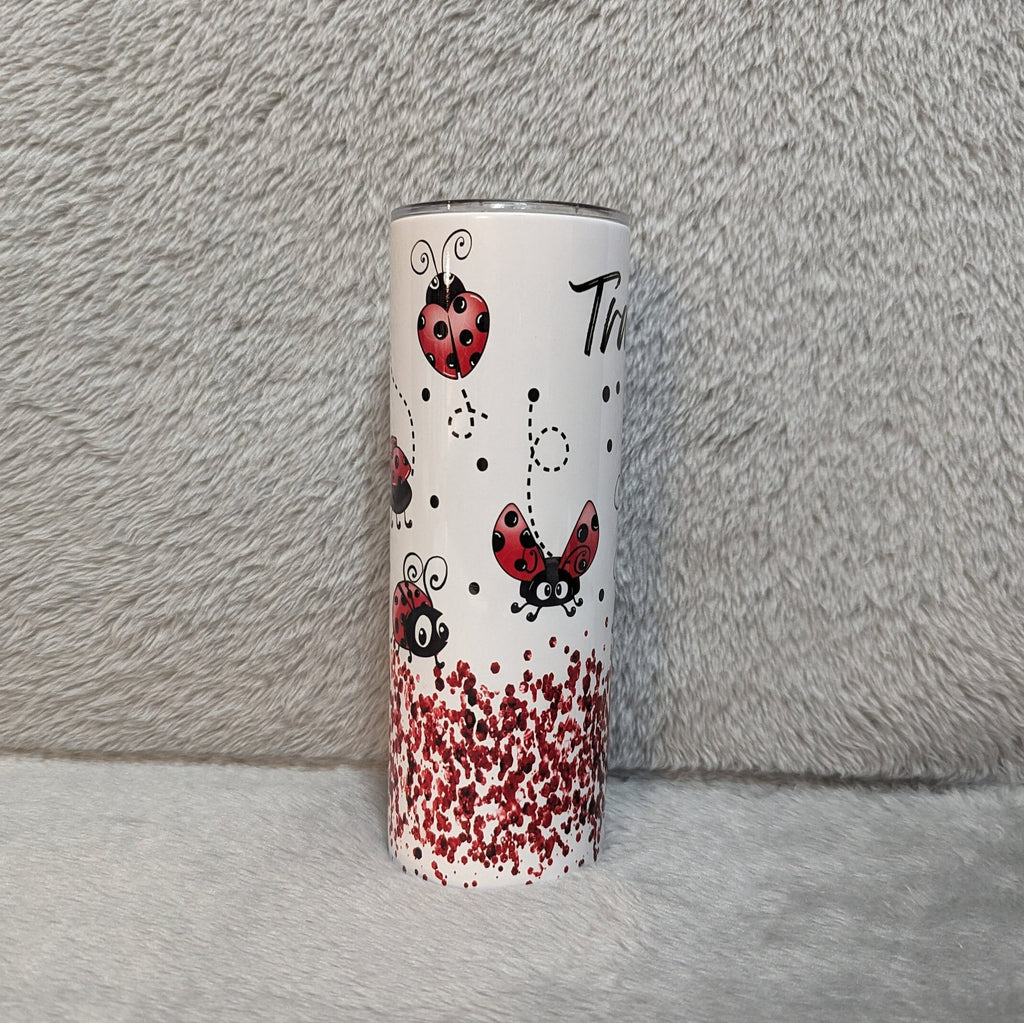 Ladybug Tumbler 20oz With Reusable Straw, Can Be Personalized