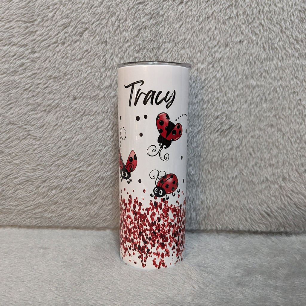 Ladybug Tumbler 20oz With Reusable Straw, Can Be Personalized