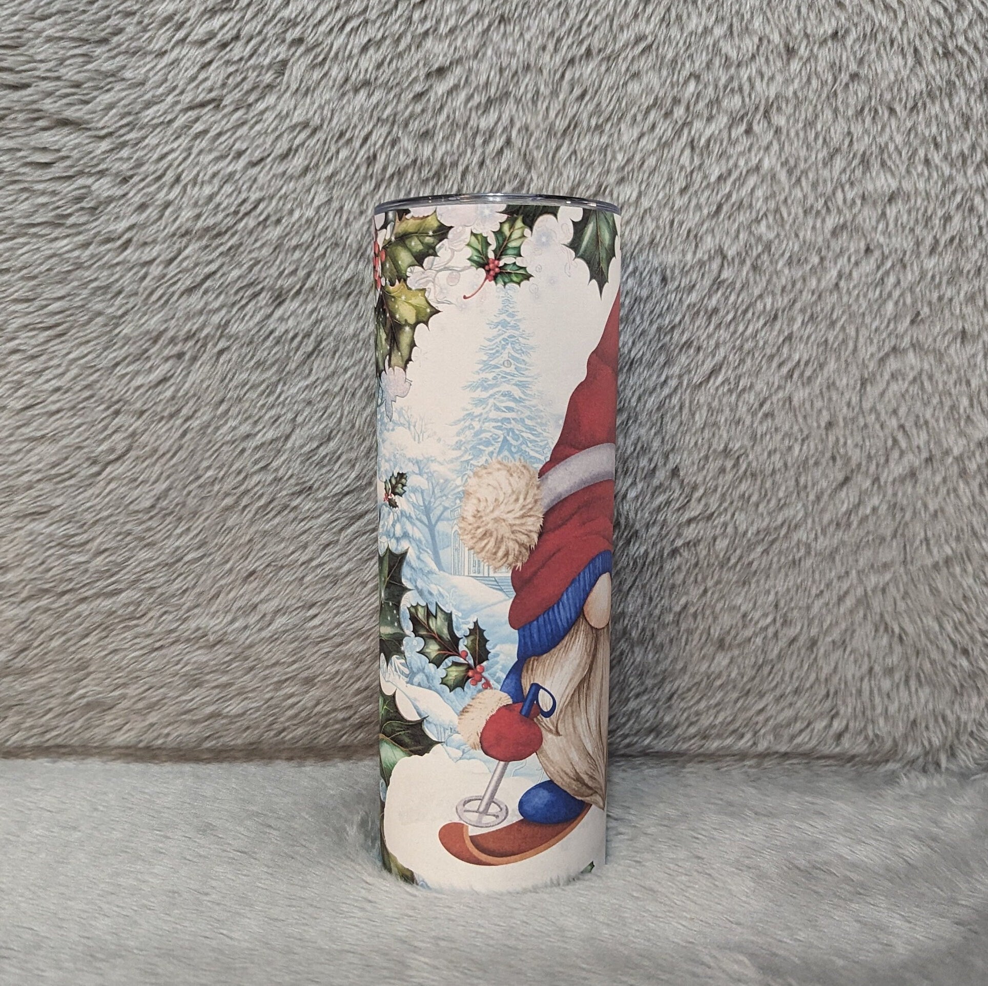 Skiing Gnome Tumbler Gets You Into The Winter Spirit, Gnome Tumbler Can Be Personalized, Great For Hot Or Cold Drinks, Includes A Straw