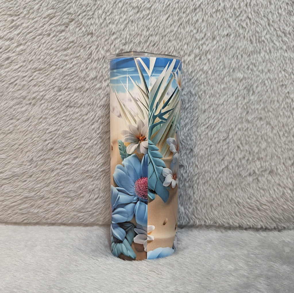 Beach Tumbler 20oz With Reusable Straw, Can Be Personalized