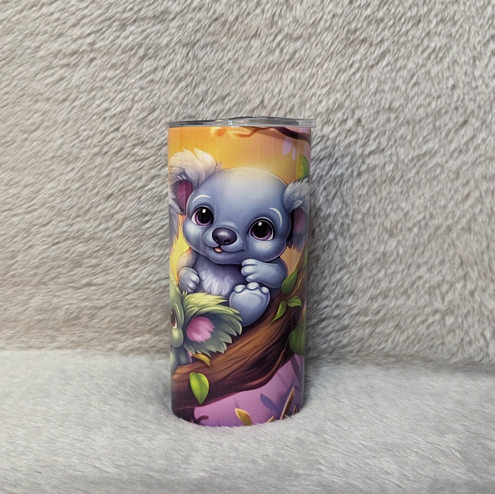 Fun and Quirky Kids Koala Bear Tumbler 15oz With Reusable Straw, Can Be Personalized