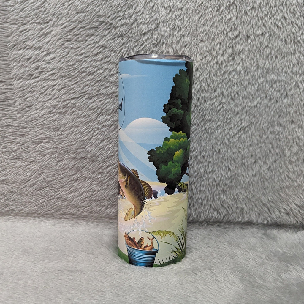 Fish Tumbler That Can Be Personalized, Fish Tumbler With Fish Jumping out of The Water For The Bait, Fisherman Gift, Fish Cup With Name