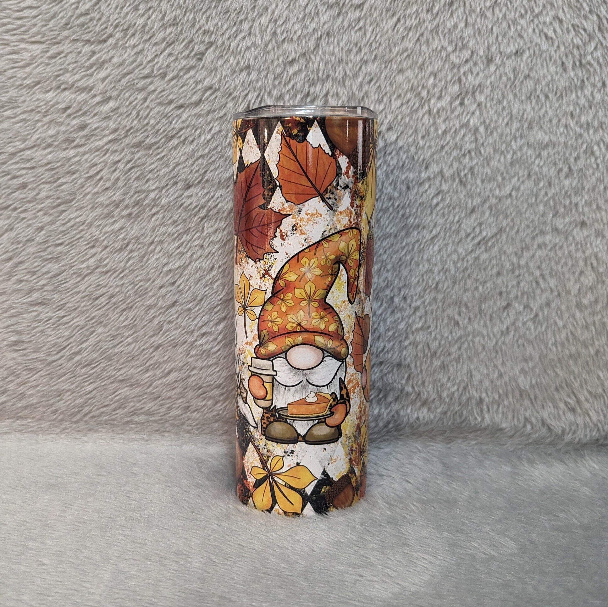 Fall Gnome Tumbler Can Be Personalized, Gnome Cup With Name, Thanksgiving Gnomes, 20oz Skinny Tumbler With Straw, Great For Everyday Use
