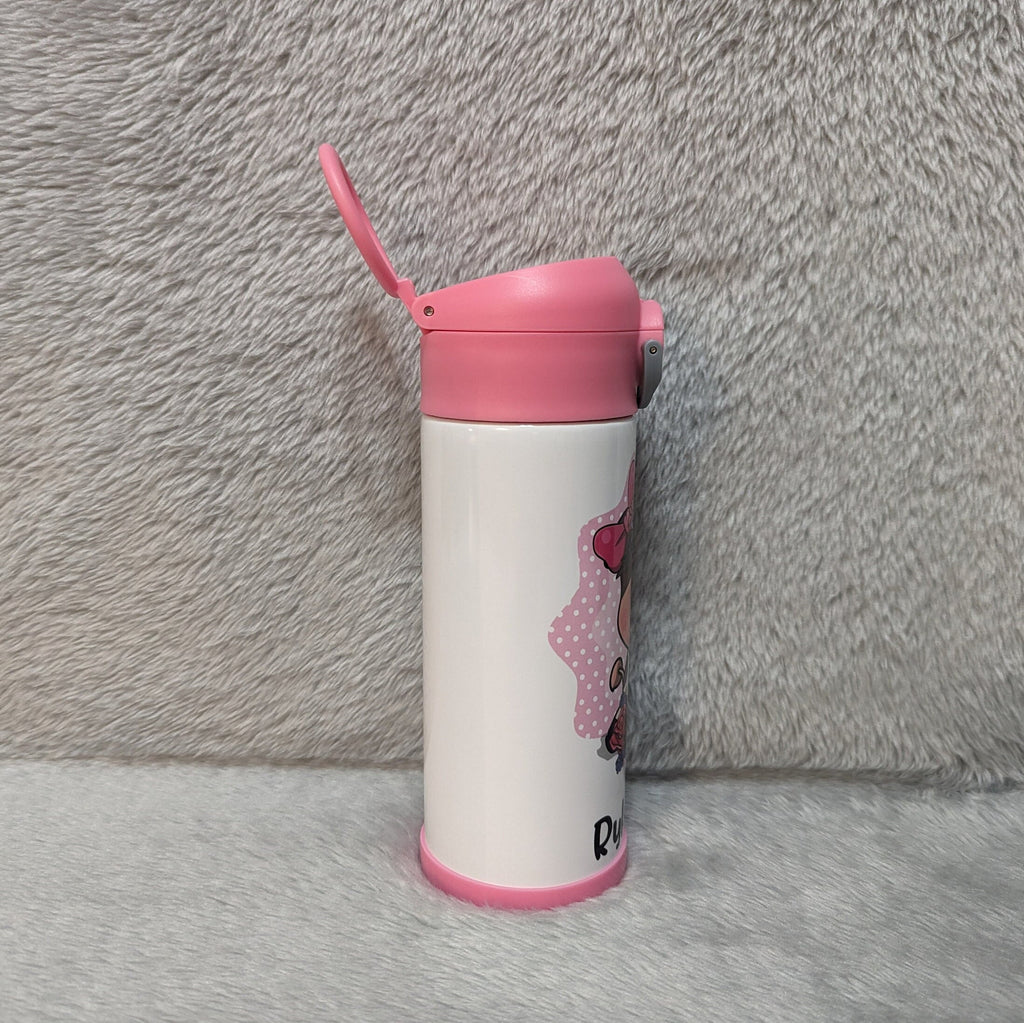 Kids Cow Water Bottle 12oz With Reusable Straw Can Be Personalized