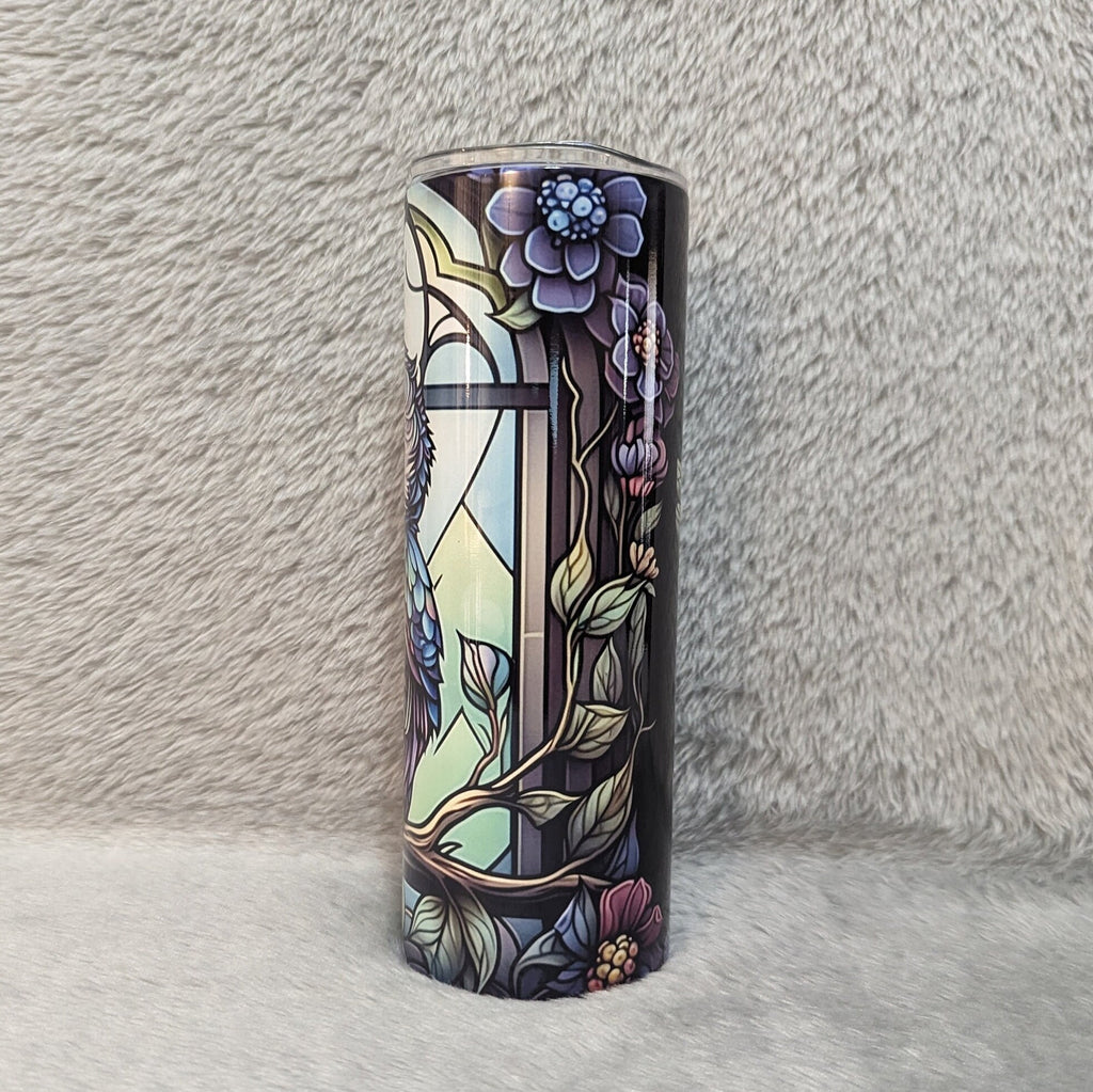 Beautiful Owl Tumbler With A Stained Glass Design, Owl Gifts, Nature Gift, Owl Cup, Owl Lover Gift, 20oz Tumbler With Reusable Straw