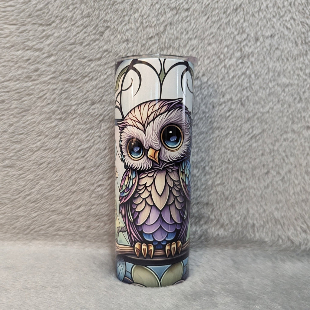 Beautiful Owl Tumbler With A Stained Glass Design, Owl Gifts, Nature Gift, Owl Cup, Owl Lover Gift, 20oz Tumbler With Reusable Straw