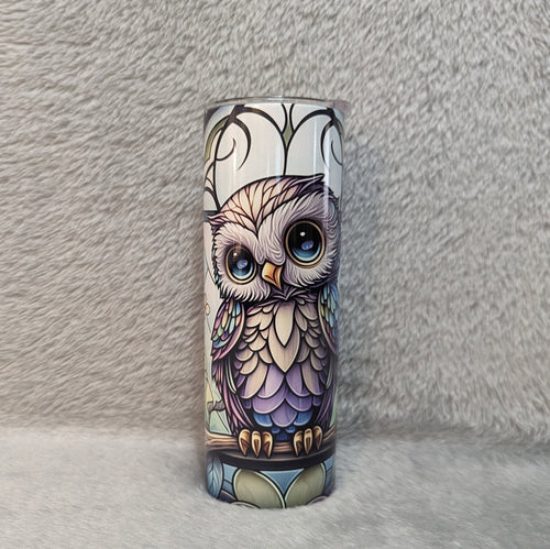 Beautiful Owl Tumbler With A Stained Glass Design, Owl Gifts, Nature Gift, Owl Cup, Owl Lover Gift, 20oz Tumbler With Reusable Straw