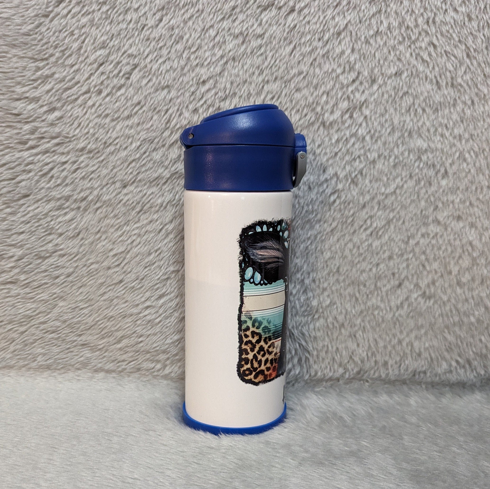 Kids Cow Water Bottle 12oz With Reusable Straw Can Be Personalized