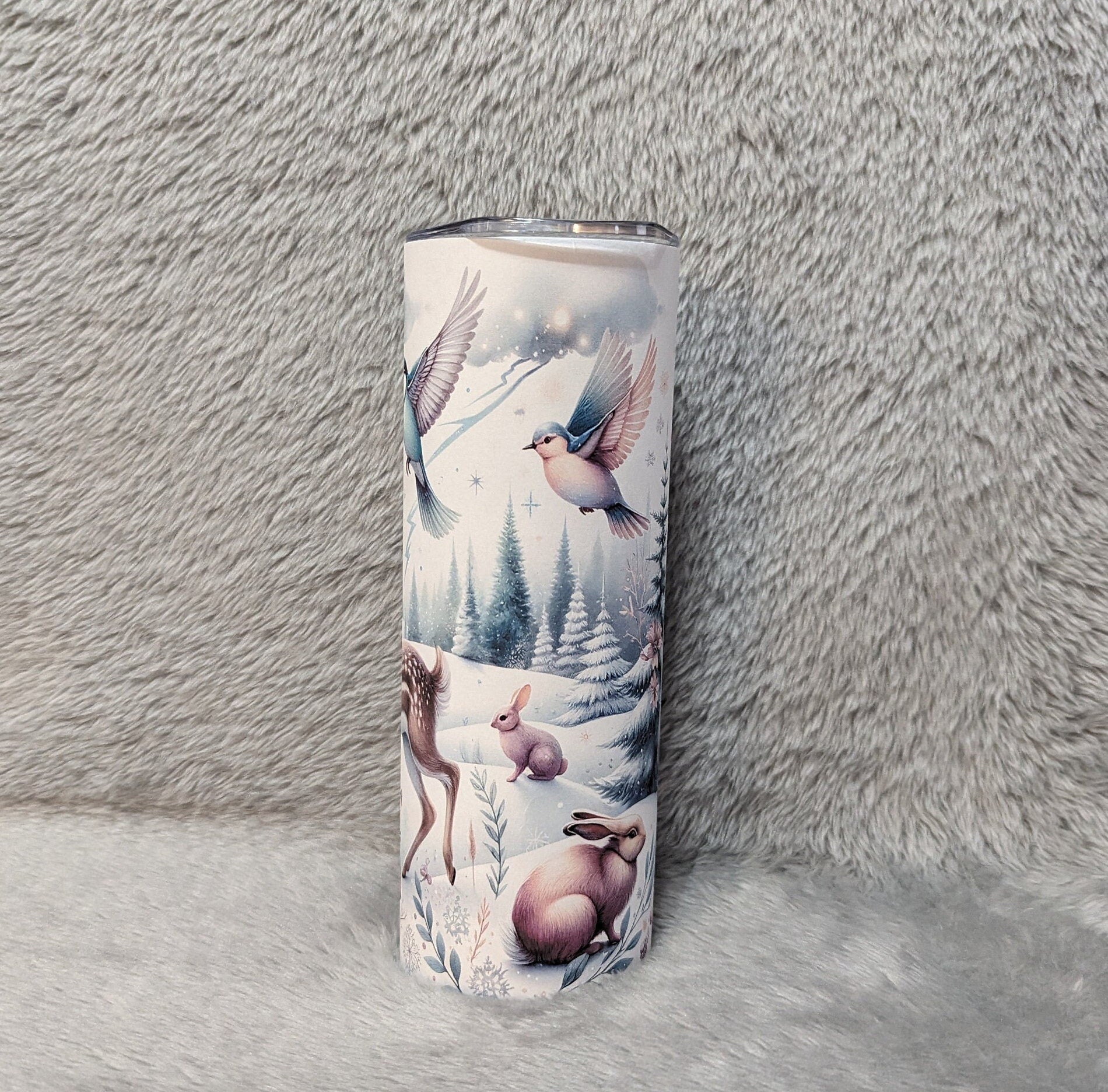 Adorable Deer Tumbler Featuring Whimsical Wild Woodland Animals 20oz With Reusable Straw, Can Be Personalized