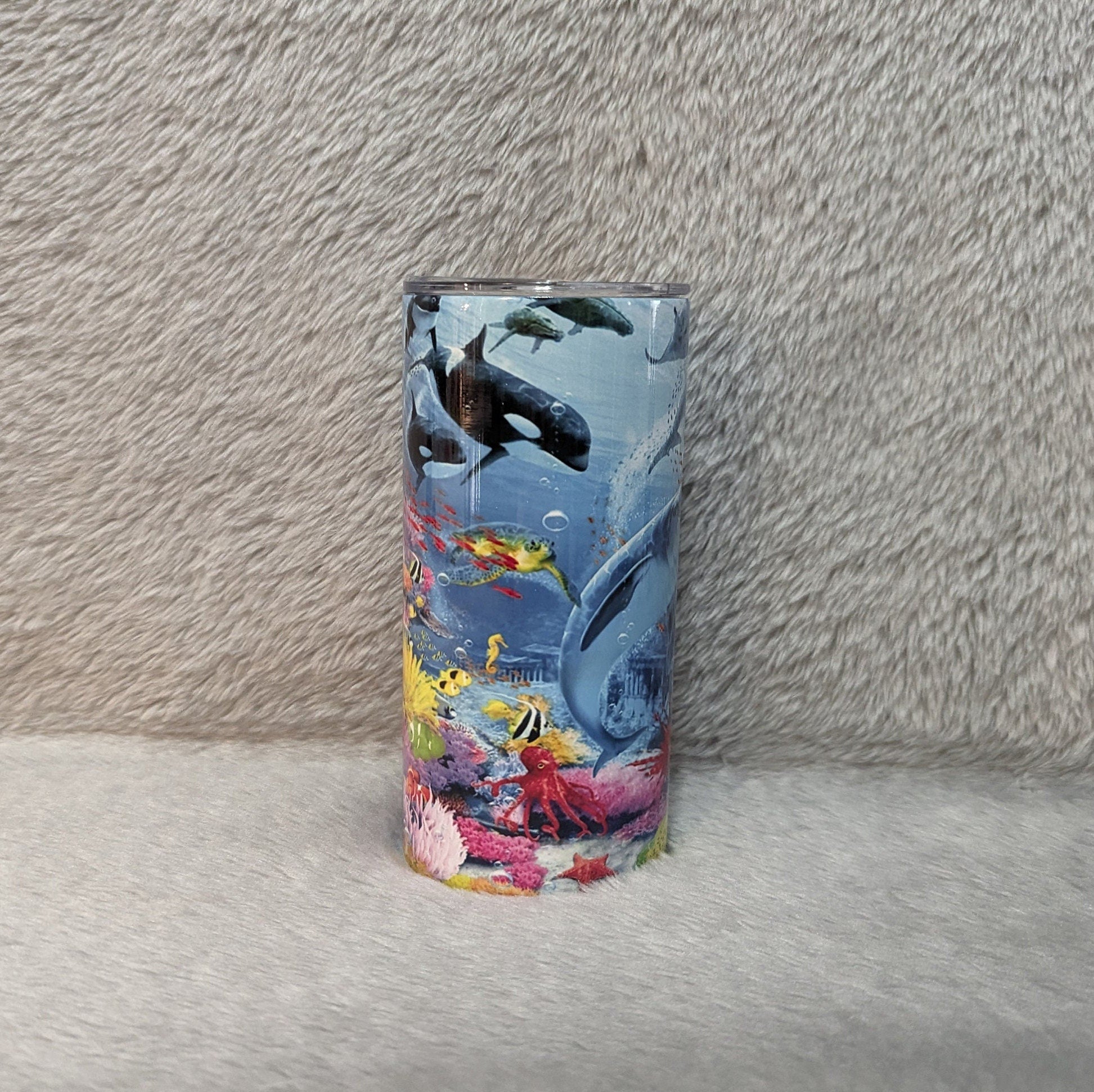 Dolphin Tumbler 15oz With Reusable Straw, Can Be Personalized