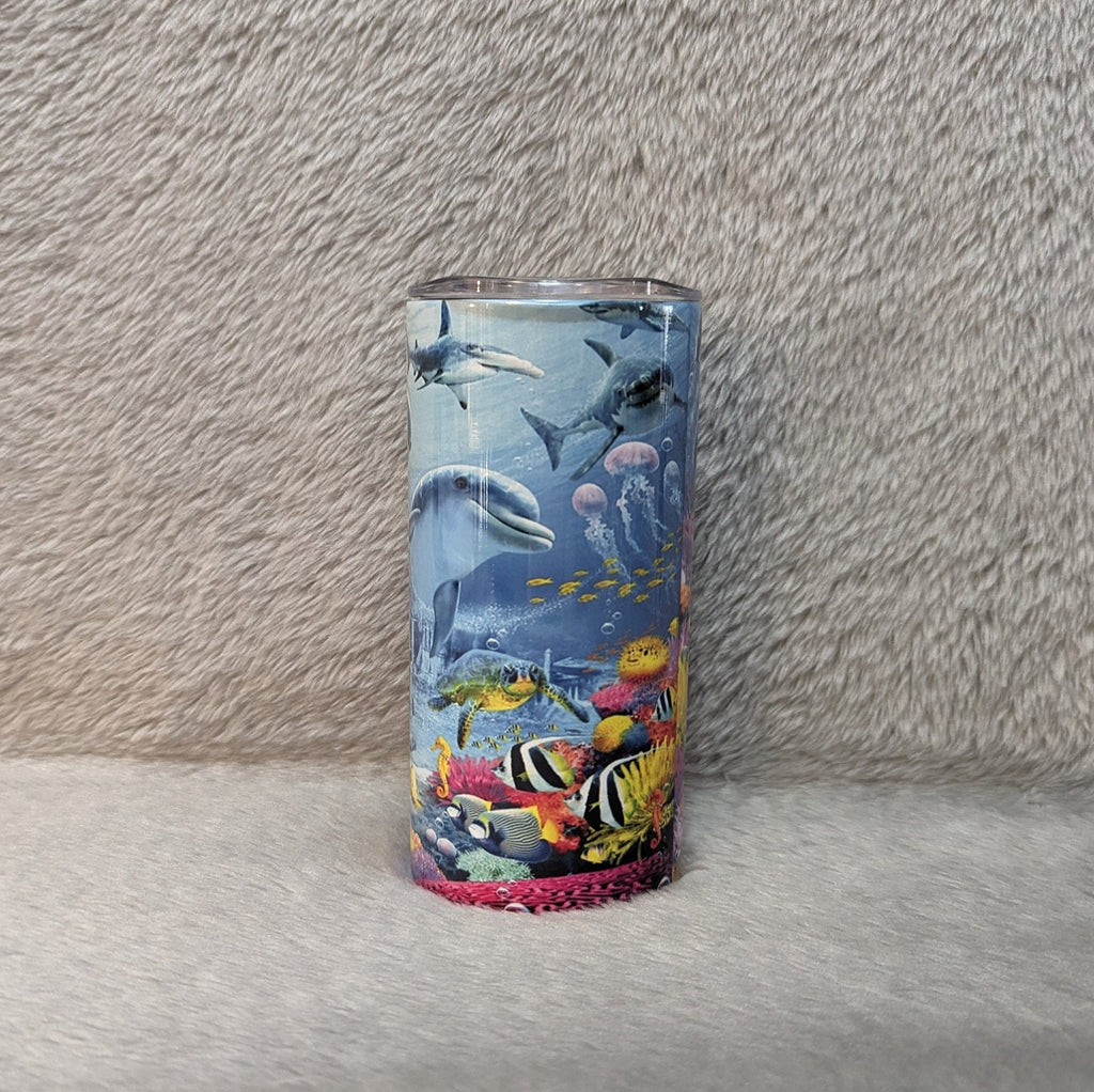 Dolphin Tumbler 15oz With Reusable Straw, Can Be Personalized