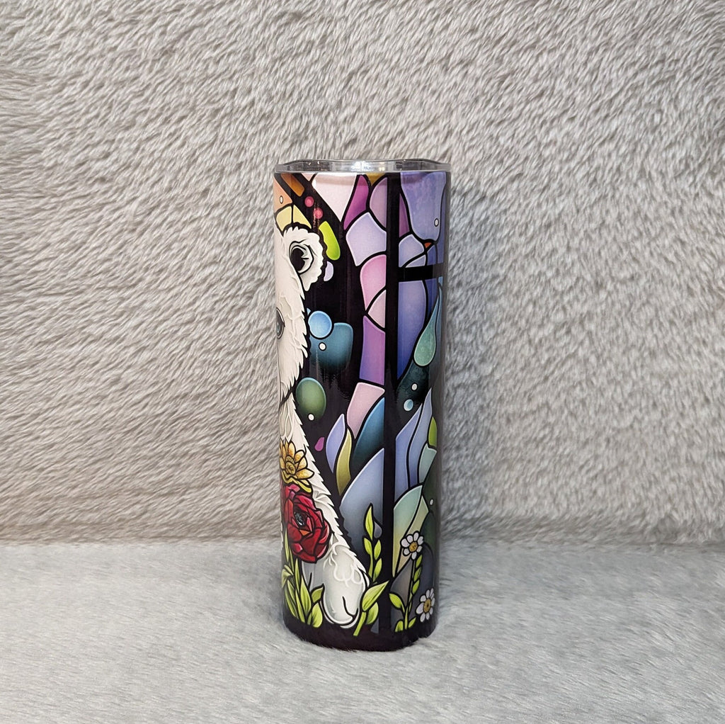 Polar Bear Tumbler With A Stained Glass Design, Bear Tumbler, Bear Cup With Name, Polar Bear Cup, Bear Gifts, Polar Bear Gifts