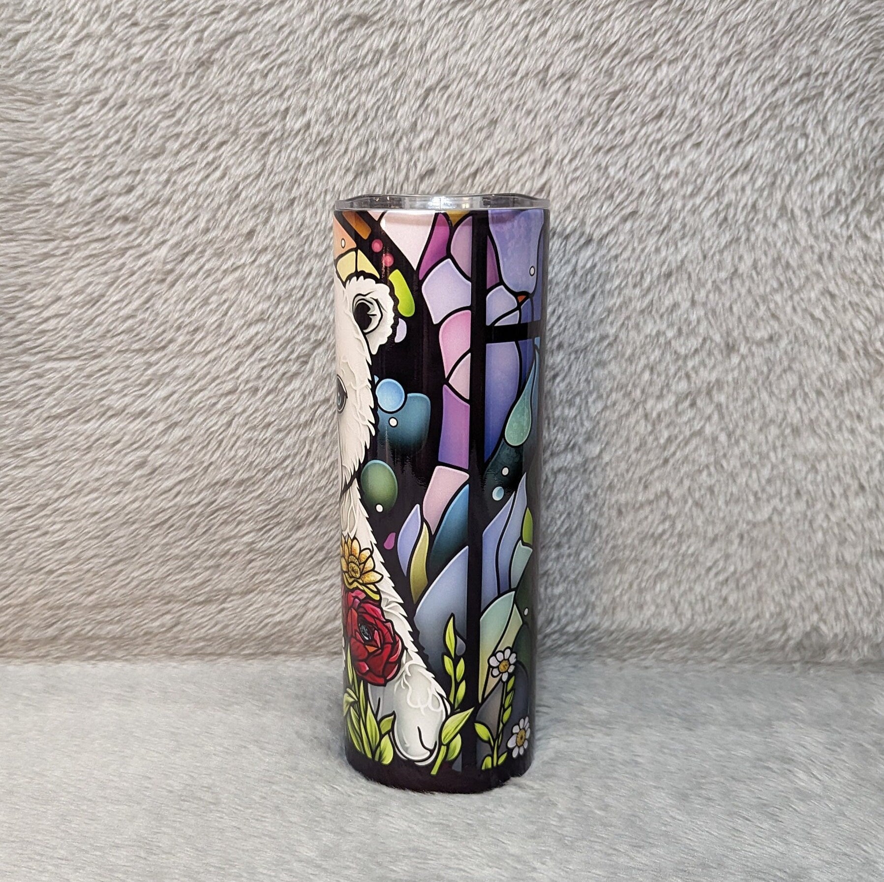 Polar Bear Tumbler With A Stained Glass Design, Bear Tumbler, Bear Cup With Name, Polar Bear Cup, Bear Gifts, Polar Bear Gifts