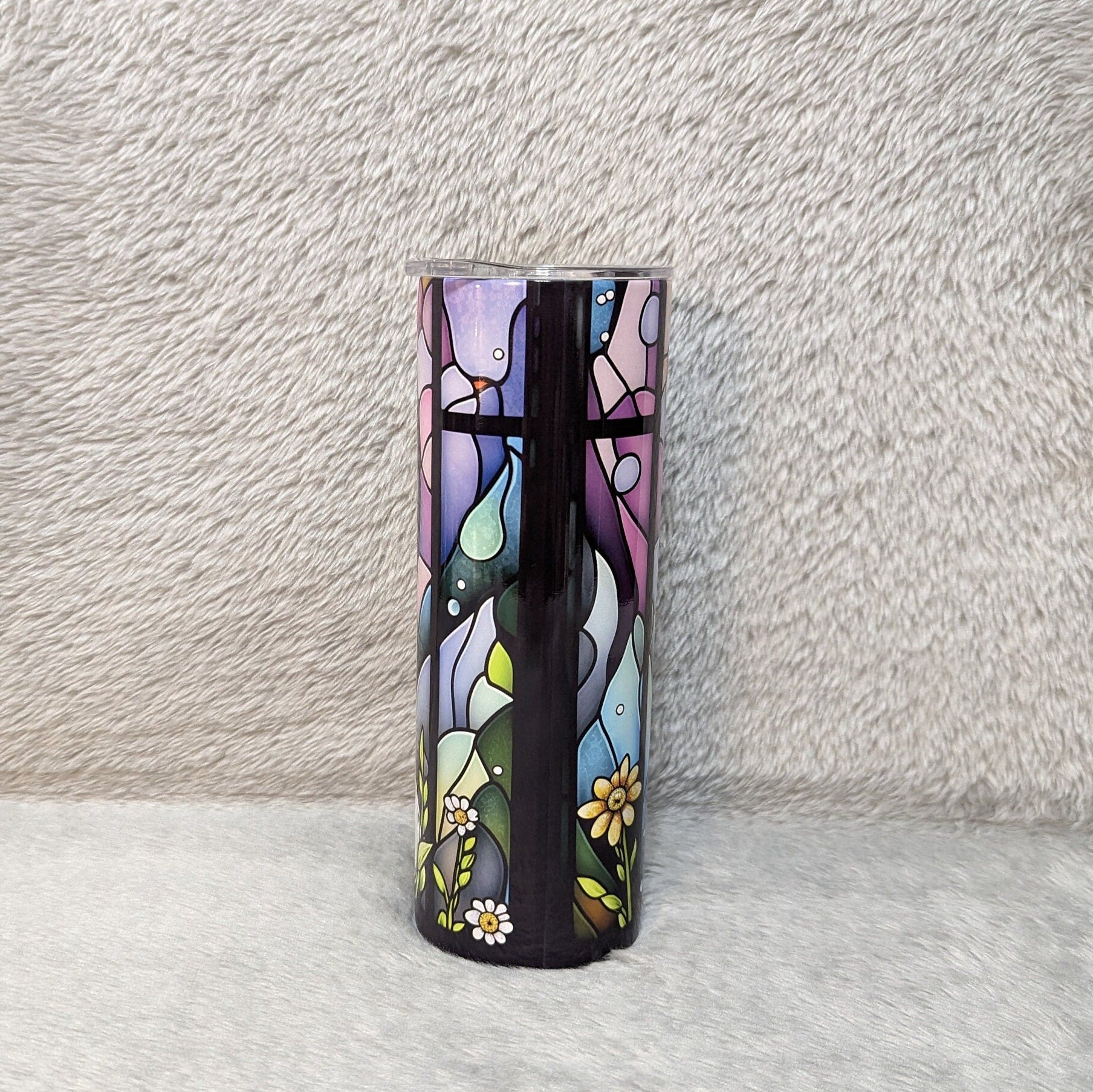 Polar Bear Tumbler With A Stained Glass Design, Bear Tumbler, Bear Cup With Name, Polar Bear Cup, Bear Gifts, Polar Bear Gifts