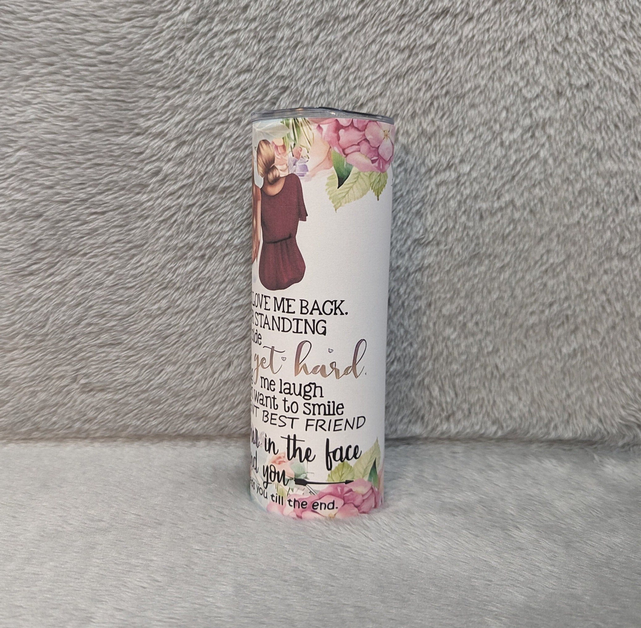Sister Tumbler With Reusable Straw - Floral Design - Perfect Gift for Sister, Sister Appreciation Gift, Gift For Her, Tumbler With Straw