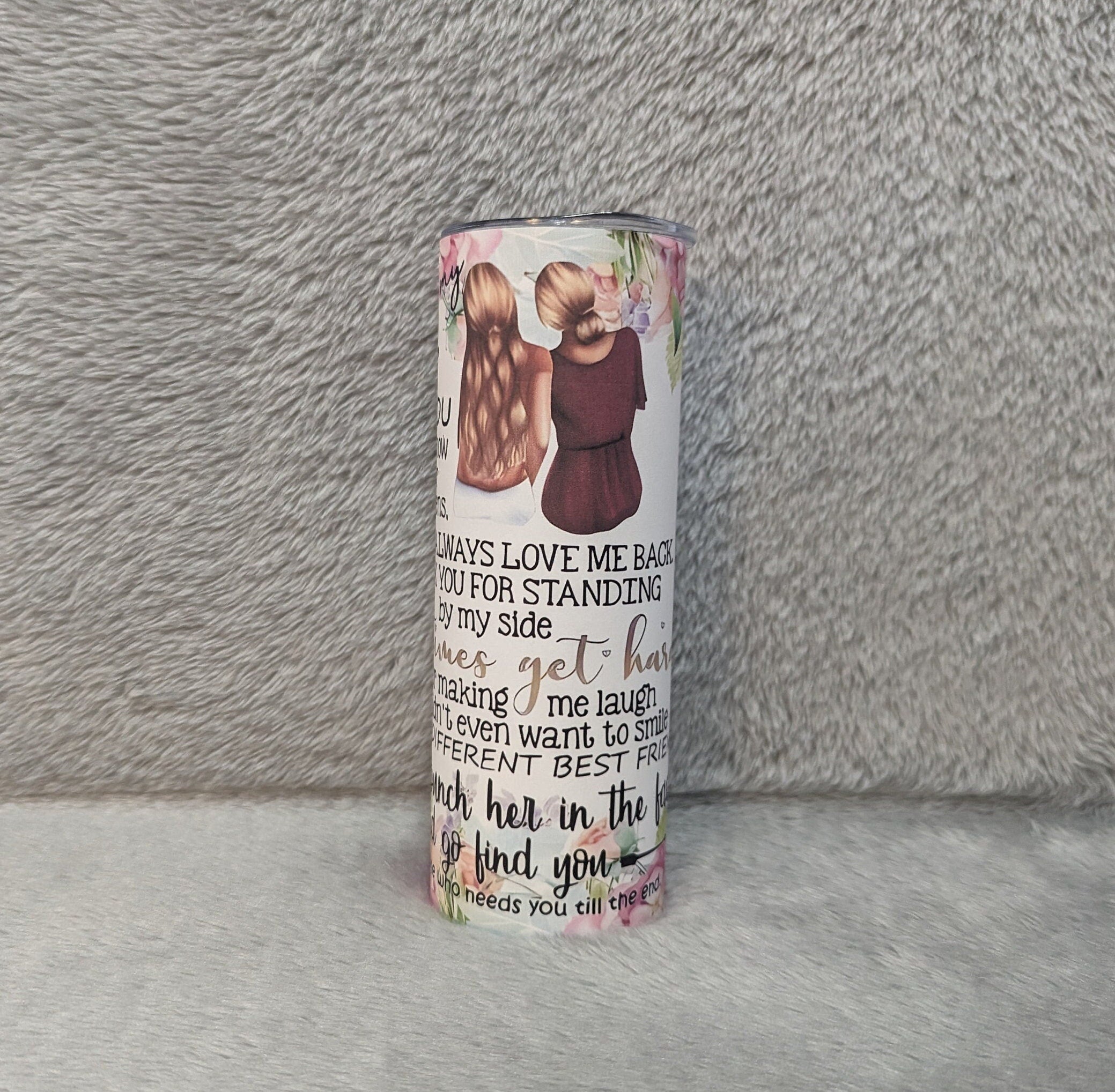 Sister Tumbler With Reusable Straw - Floral Design - Perfect Gift for Sister, Sister Appreciation Gift, Gift For Her, Tumbler With Straw