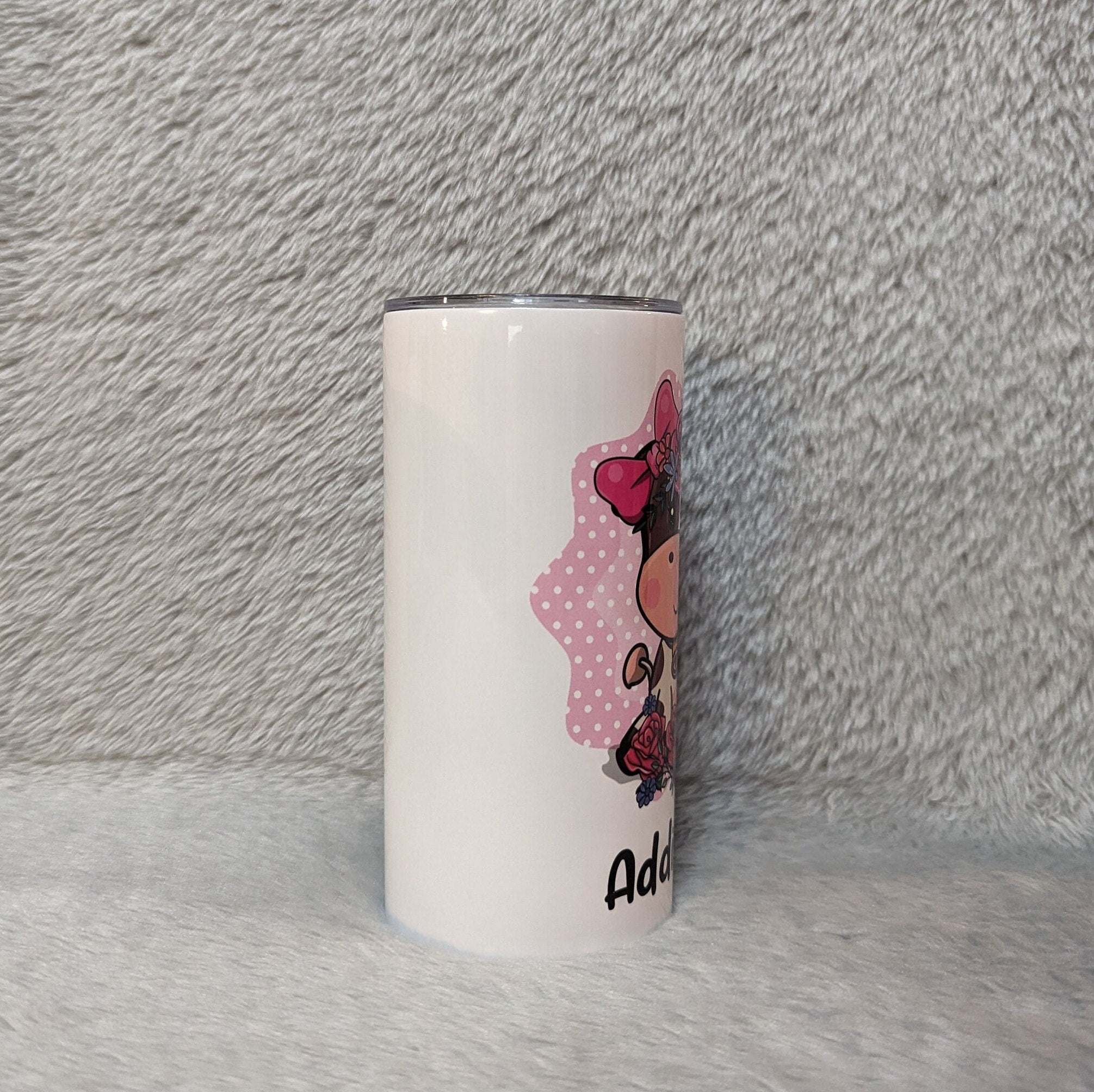 Kids Cow Tumbler 15oz With Reusable Straw, Can Be Personalized