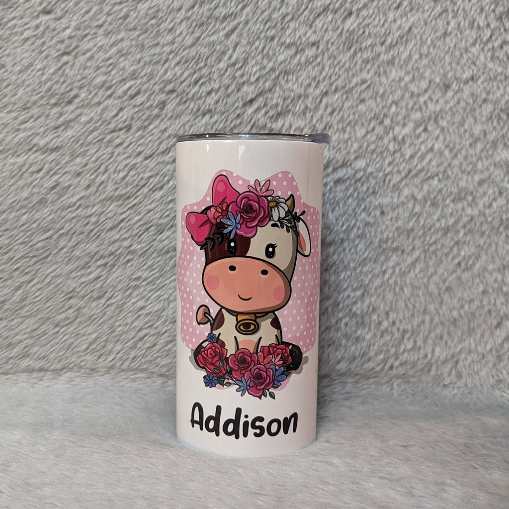 Kids Cow Tumbler 15oz With Reusable Straw, Can Be Personalized