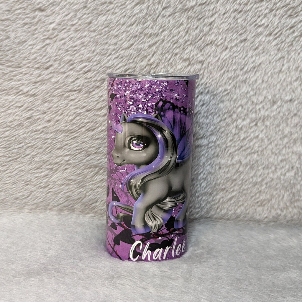 Kids Unicorn Tumbler 15oz With Reusable Straw, Can Be Personalized