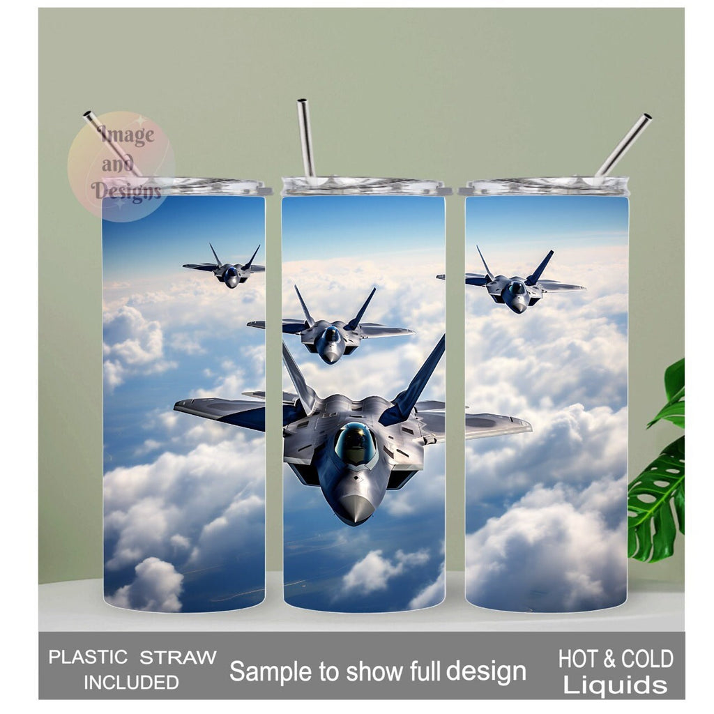 Jet Fighter Enthusiast Tumbler, Stainless Steel Travel Mug, Jet Tumbler Can Be Personalized, Jet Cup With Name, 20oz Tumbler With Straw