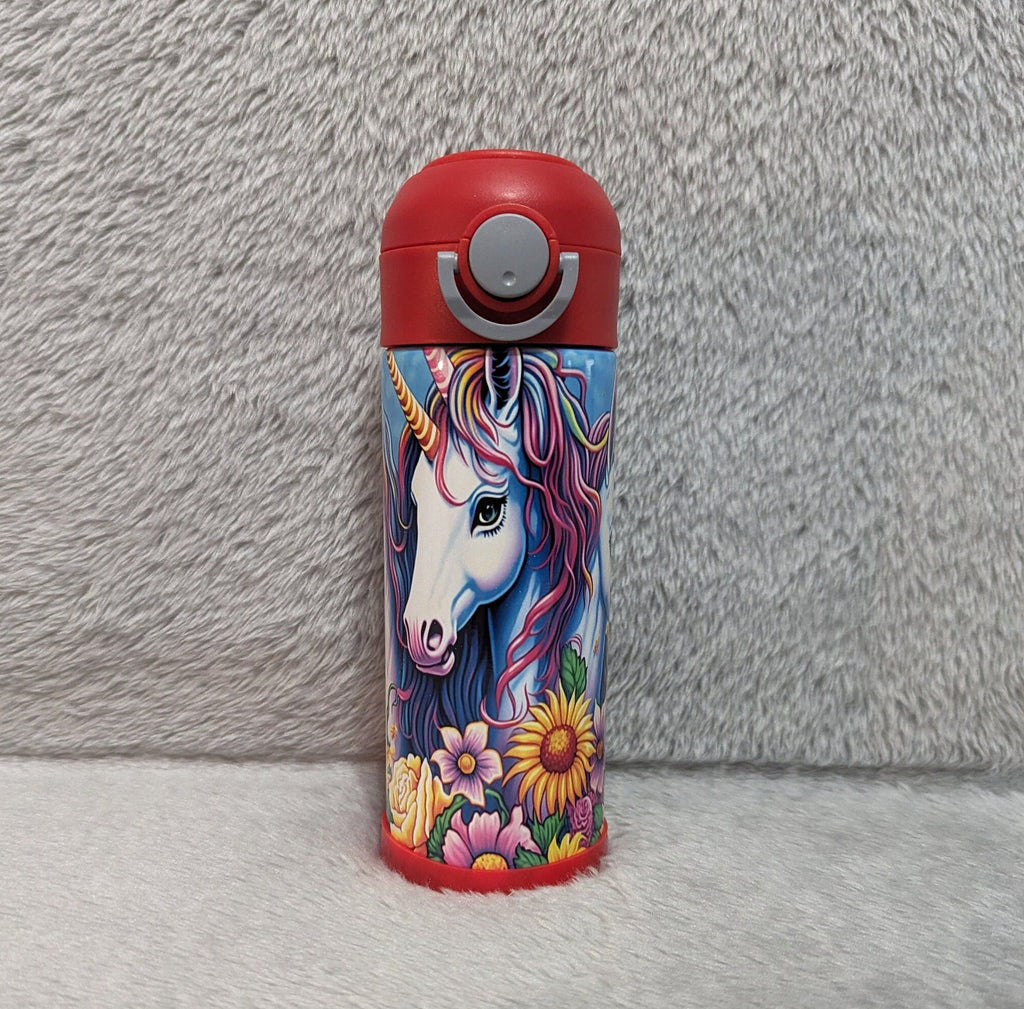 Kids Unicorn Water Bottle 12oz With Reusable Straw Can Be Personalized