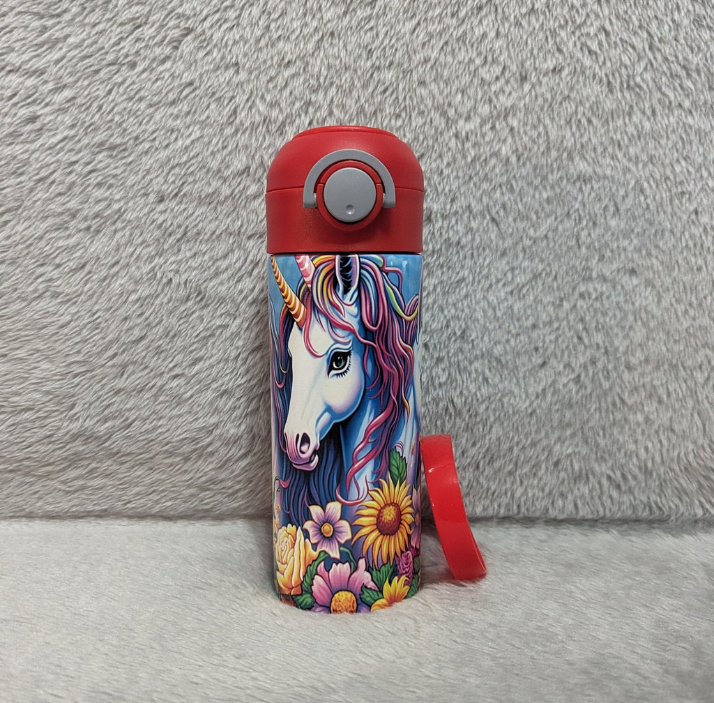 Kids Unicorn Water Bottle 12oz With Reusable Straw Can Be Personalized
