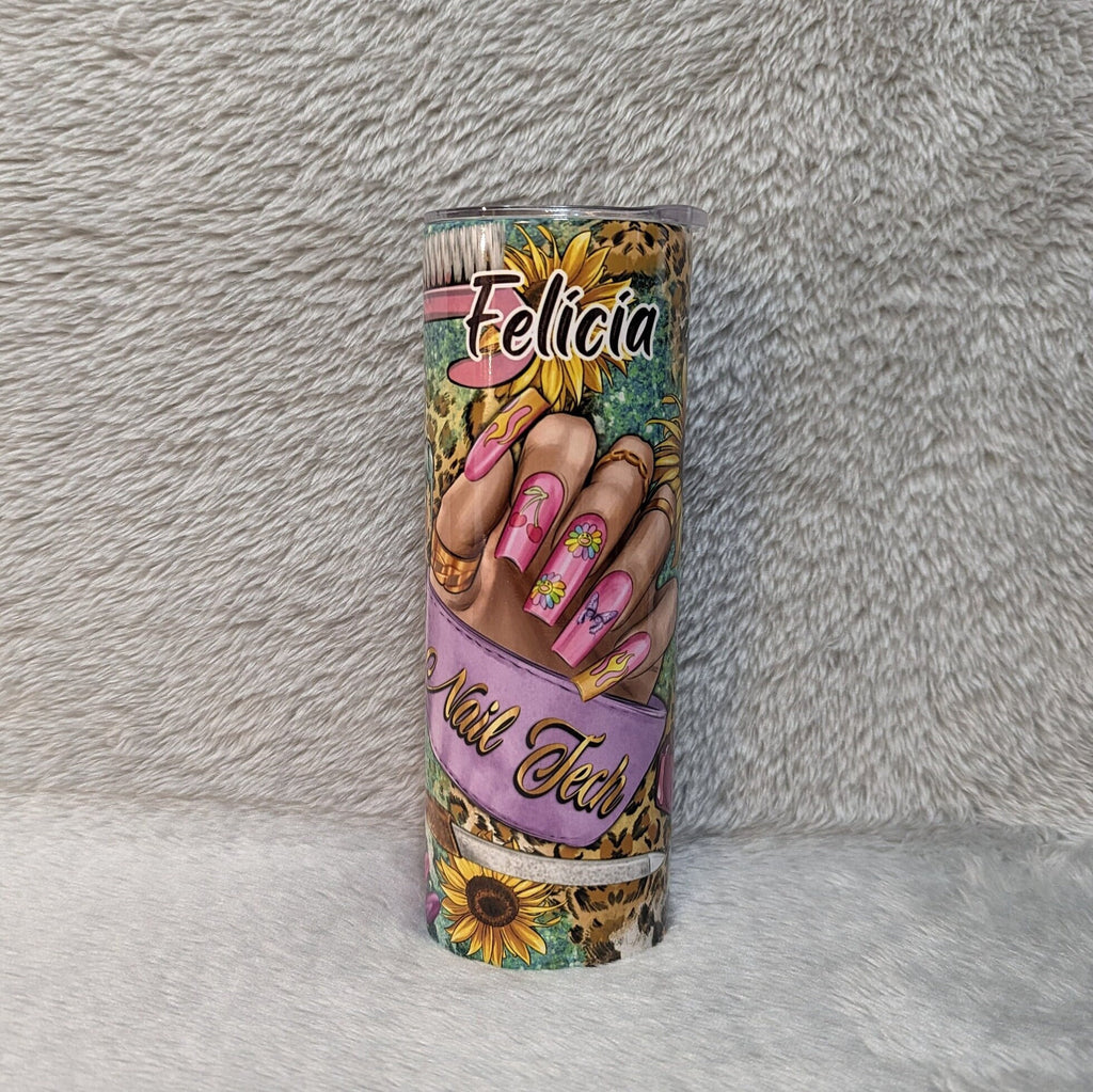 Pretty Nail Tech Tumbler 20oz With Reusable Straw, Can Be Personalized