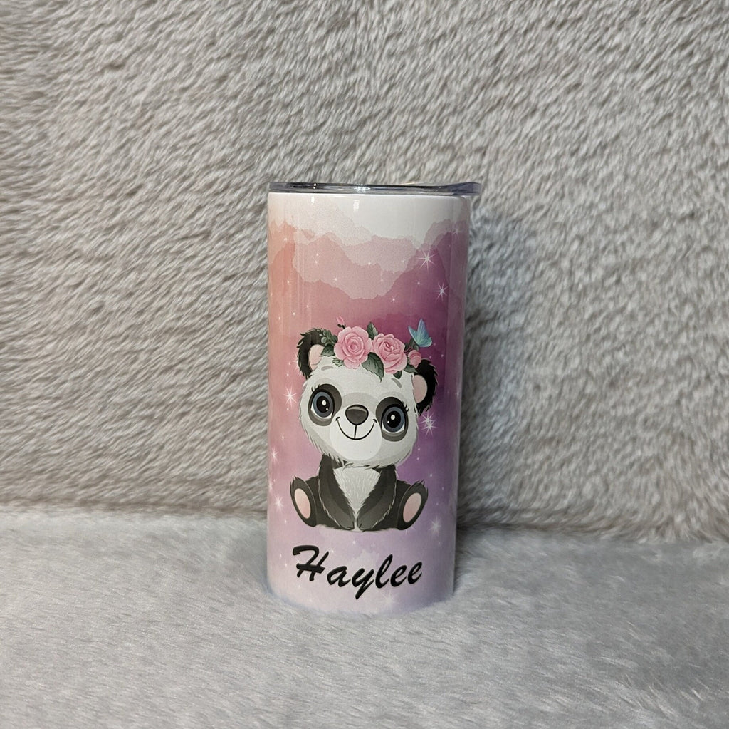 Kids Panda Bear Tumbler 15oz With Reusable Straw, Can Be Personalized