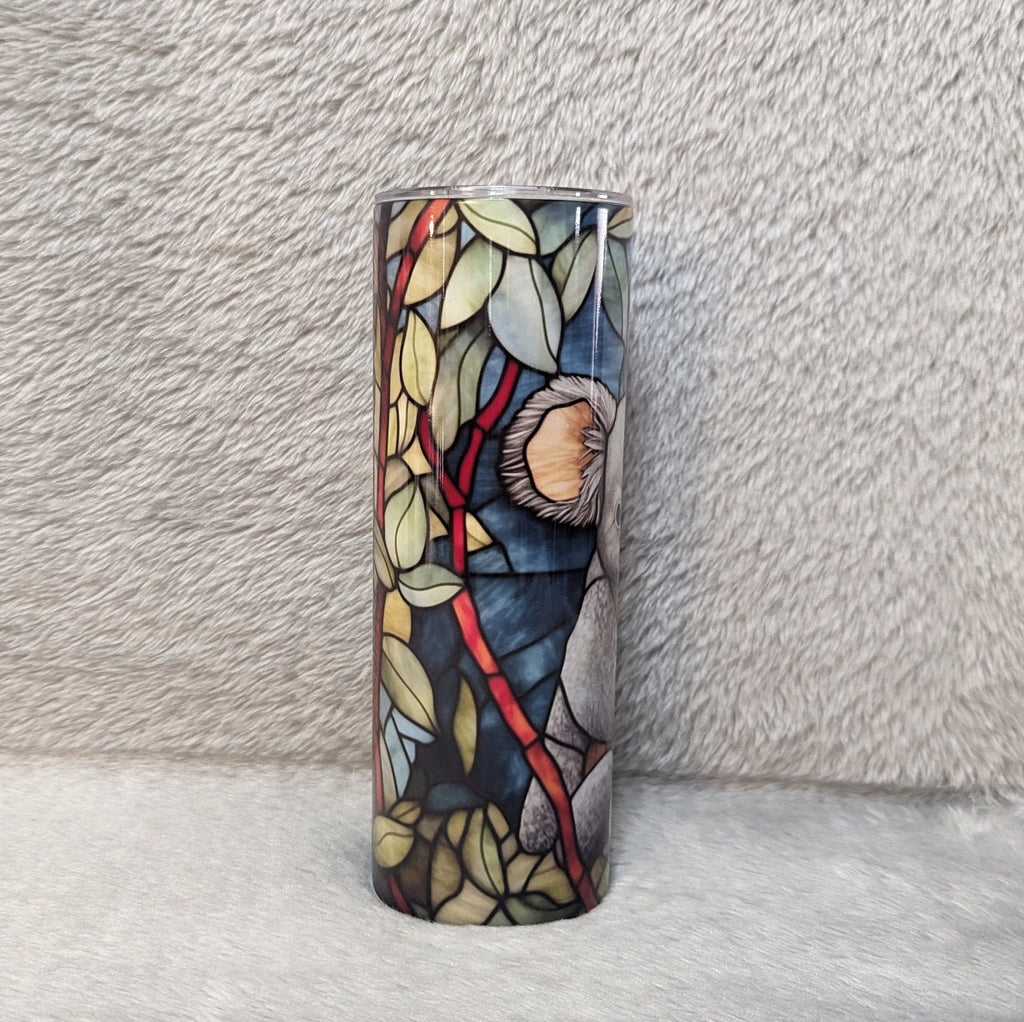 Koala Bear Tumbler with A Stained Glass Design 20oz With Reusable Straw, Can Be Personalized