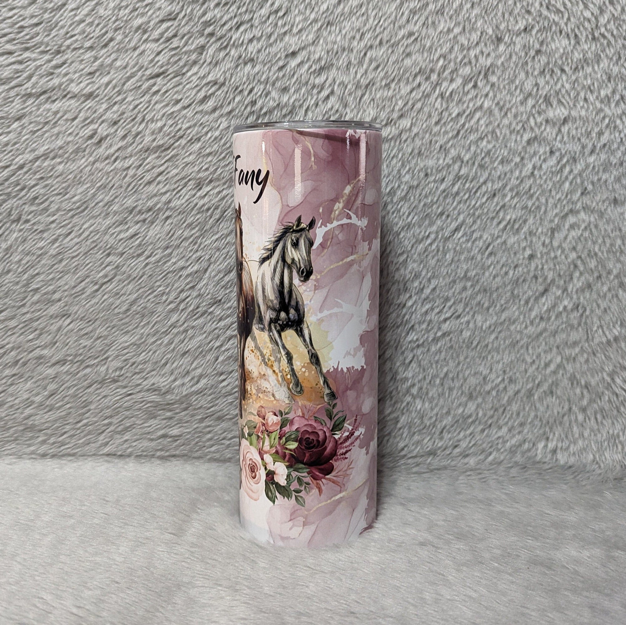 Floral Horse Tumbler 20oz With Reusable Straw, Can Be Personalized