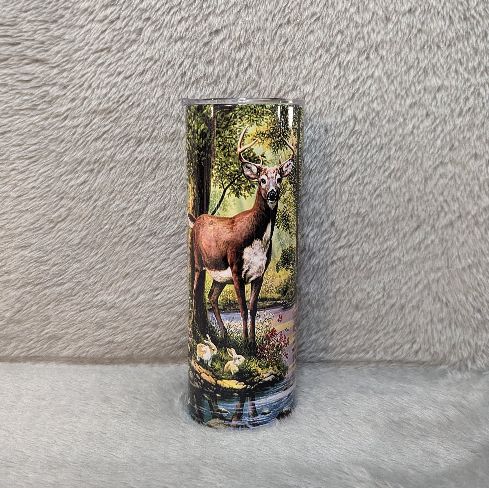 Beautiful Deer Tumbler With A Family Of Deer Out In The Wild, Deer Tumbler Gift, Deer Family Cup, Hot and Cold Drinkware